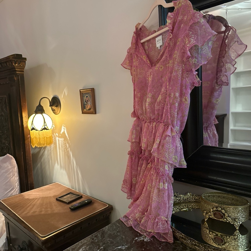 MISA Los Angeles Pink and Green Floral dress - Picture 3 of 3